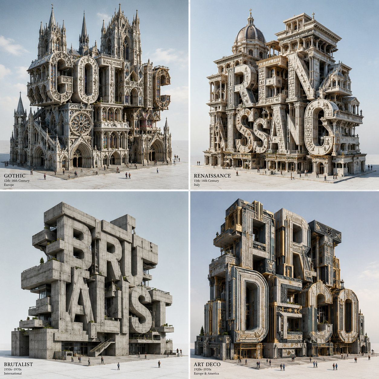 4 Architectural Styles 2×2 Grid — example output