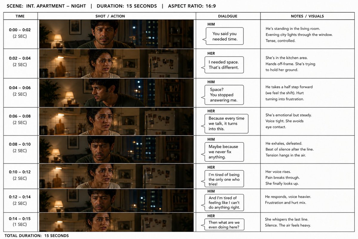 Drama Animation Storyboard Sheet — example output