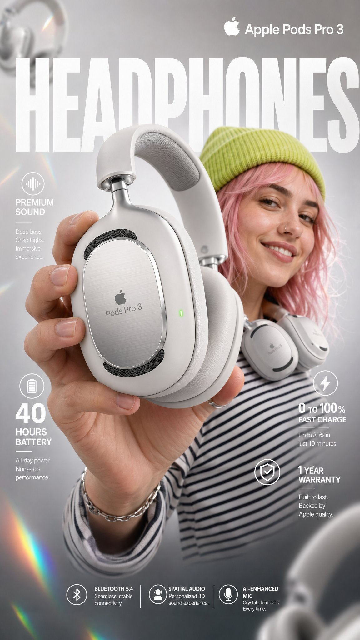 Apple Pods Pro 3 Headphone E-commerce Infographic — example output