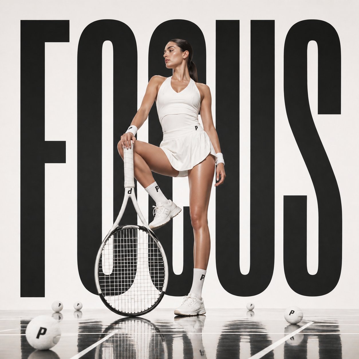 Avant-garde Tennis Racket Sculpture Sports Fashion ad — example output