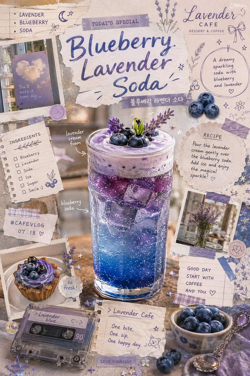 Blueberry Lavender Soda Scrapbook Poster — example output
