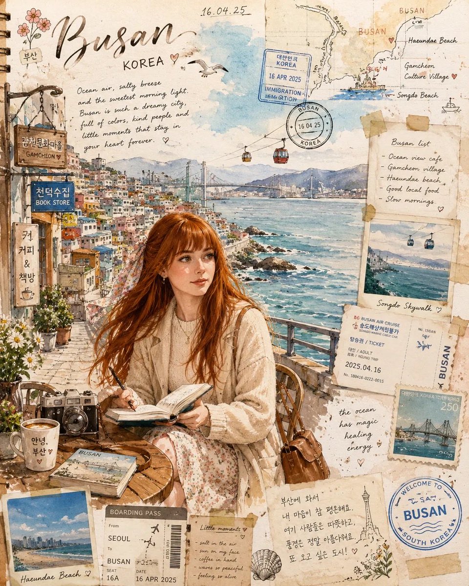 Busan Travel Journal Illustration — example output