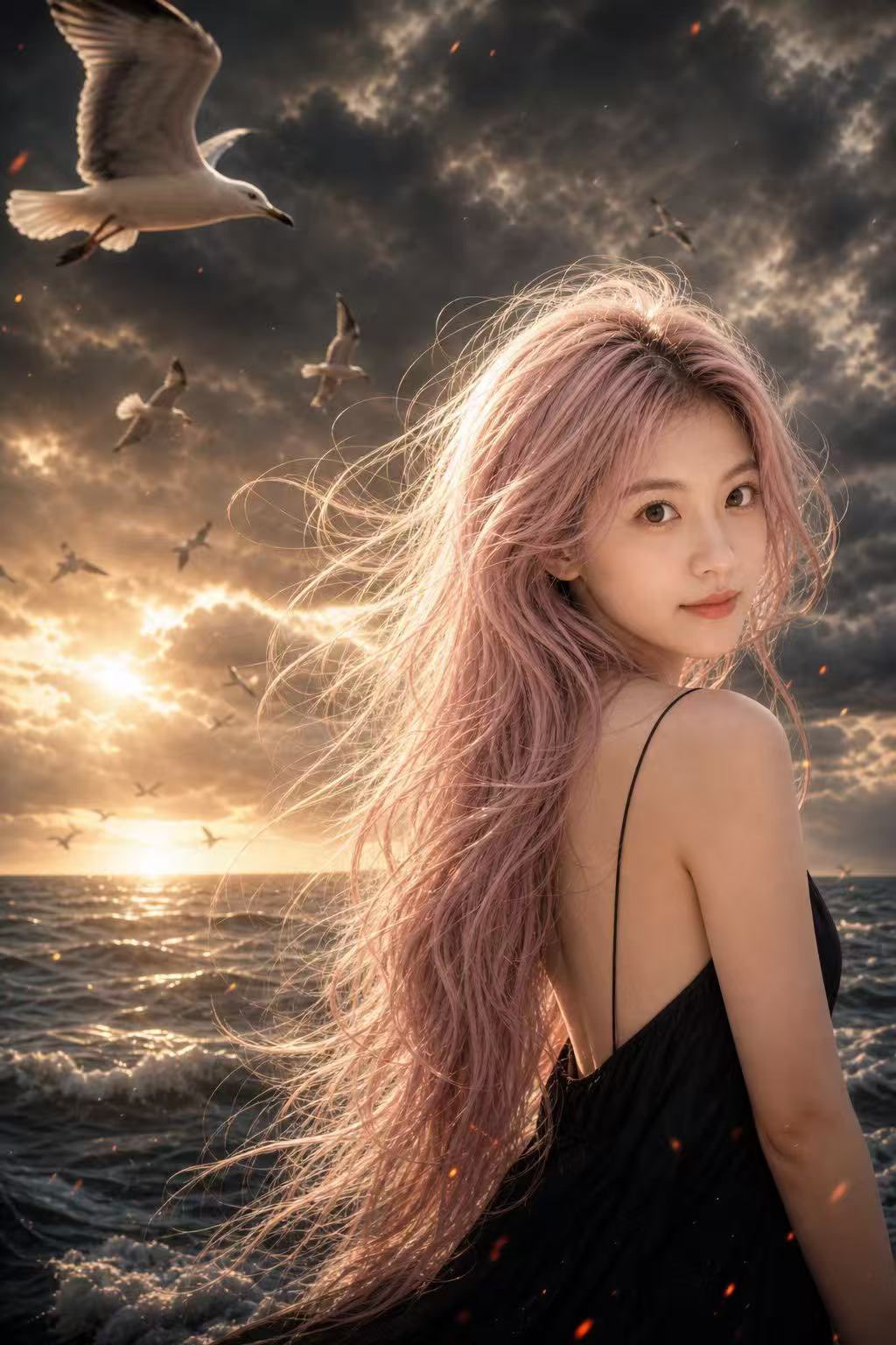Cinematic Stormy Seaside Portrait — example output