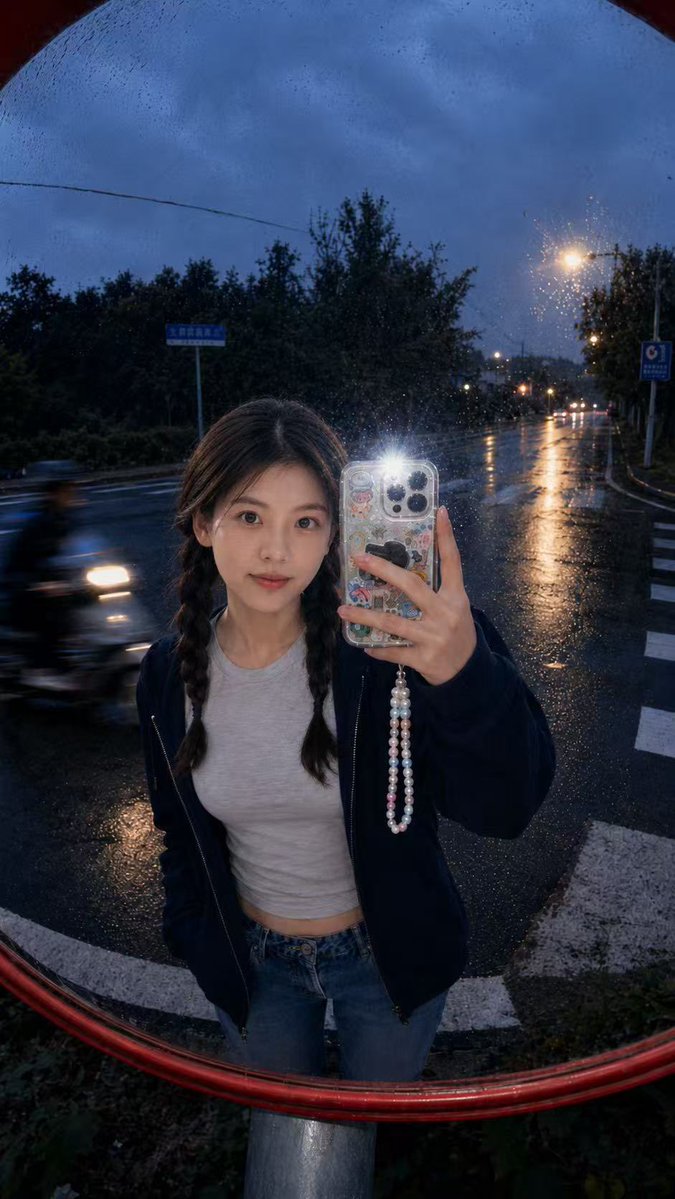 Convex Mirror Rainy Selfie — example output