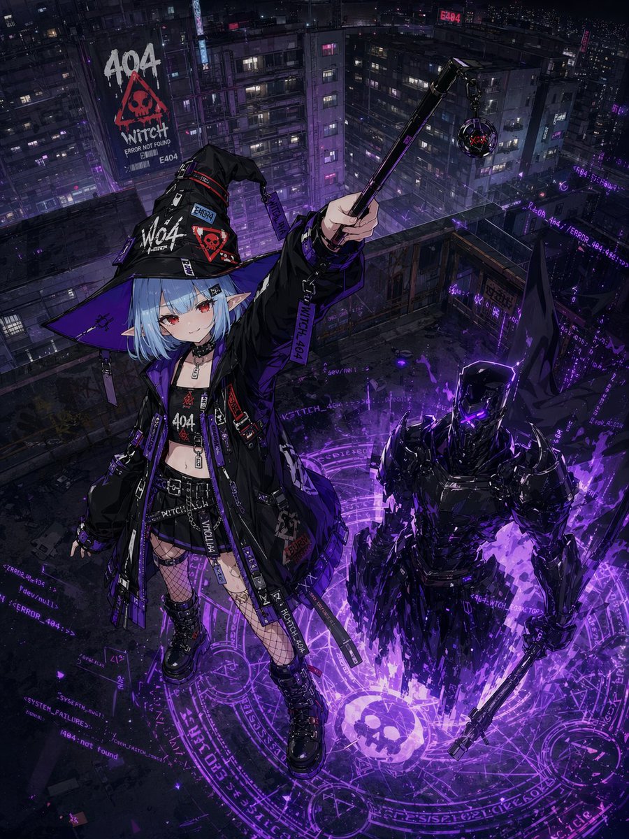 Cyberpunk 404 Witch Summoning — example output
