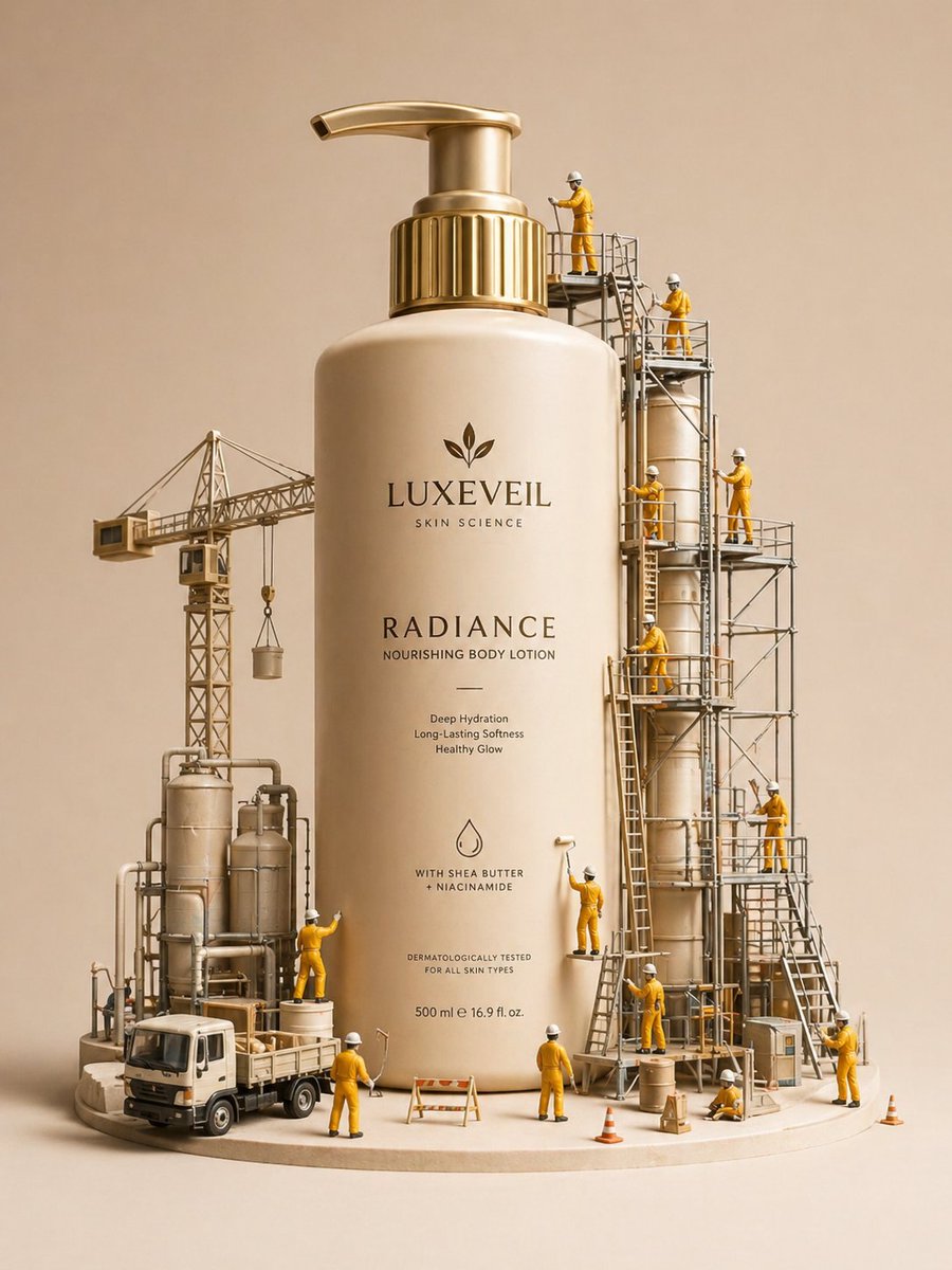 Miniature Diorama Skincare Advertisement — example output