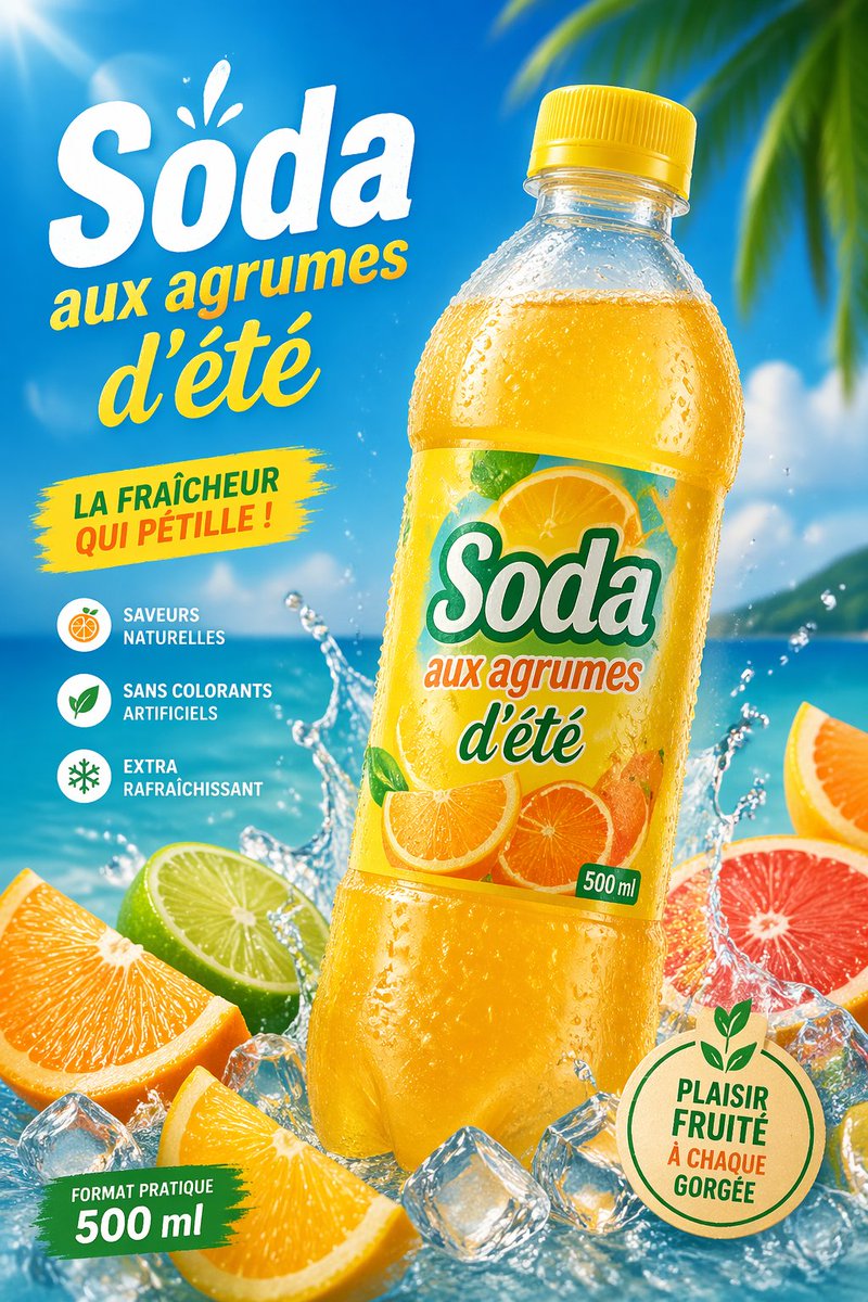 Tropical Citrus Soda Ad Poster — example output