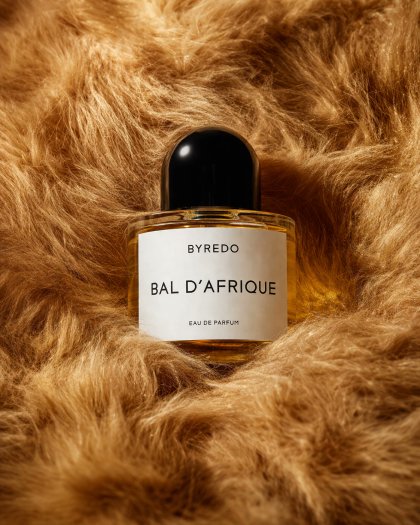 Editorial Perfume Bottle in Golden Fur — example output