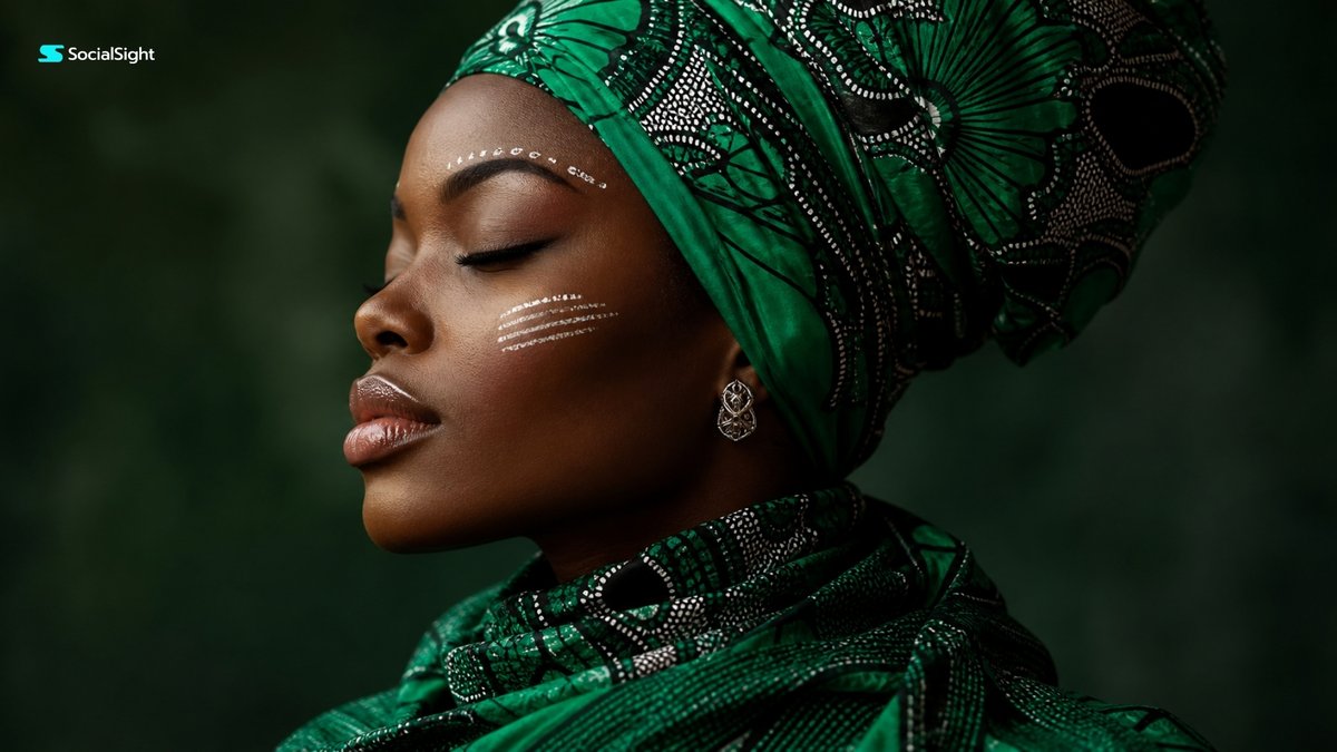 Emerald Headwrap Editorial Portrait — example output
