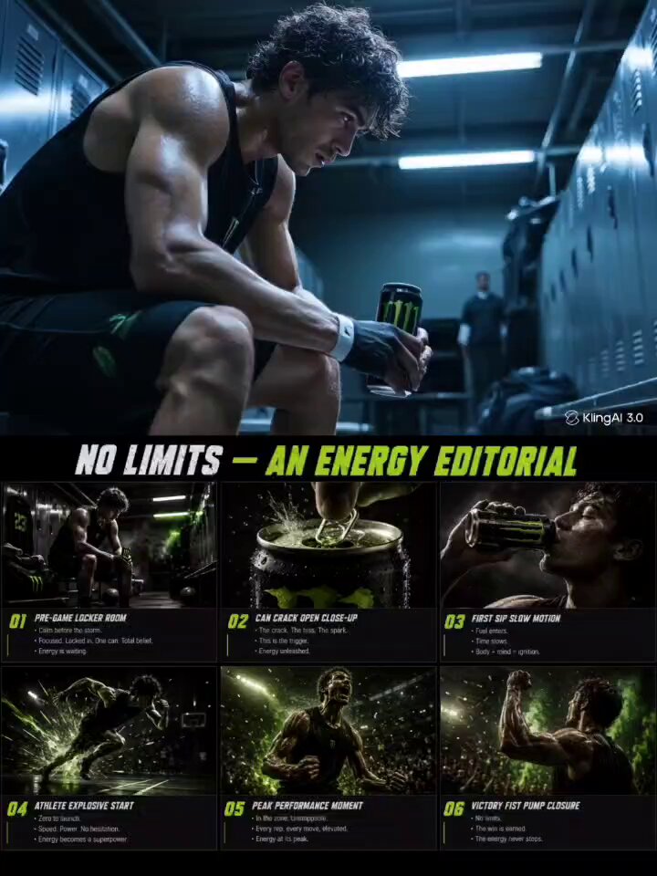 Energy Drink Storyboard Grid — example output