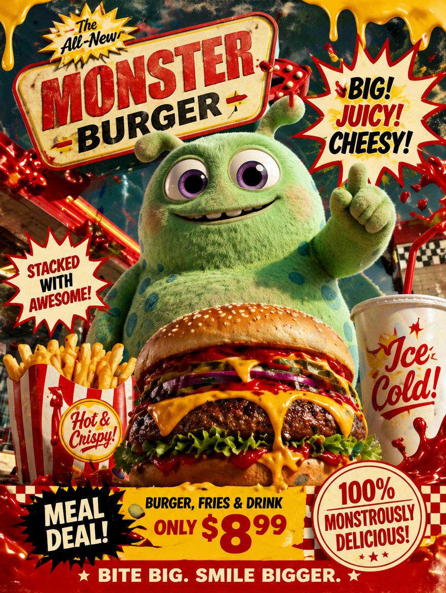 Fast Food Character Poster — example output