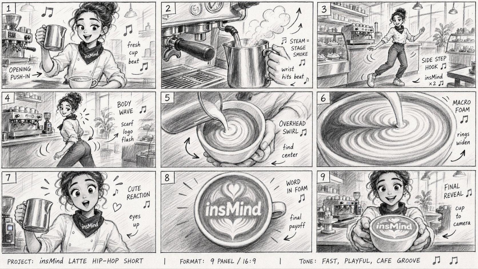 Graphite Coffee-Shop Storyboard — example output