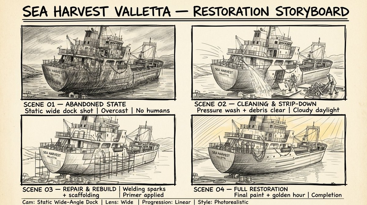 Hand-drawn Storyboard Sheet โ example output