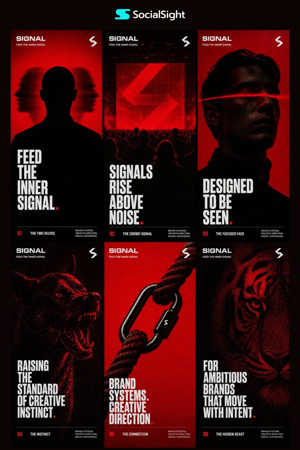 INNER SIGNAL Brand Poster Series — example output