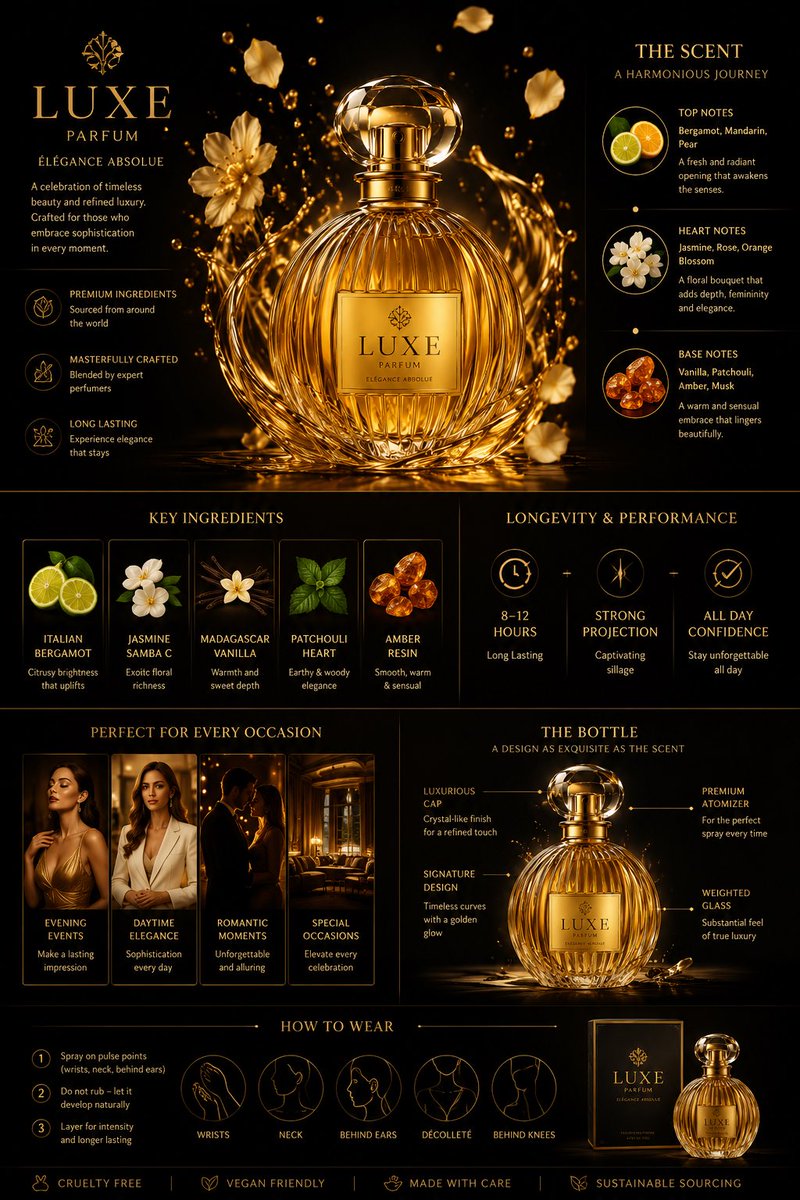 Luxury Perfume Infographic Ad — example output