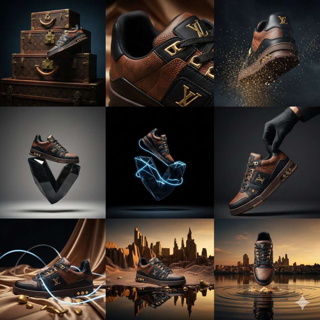 Luxury Sneaker Editorial Grid — example output