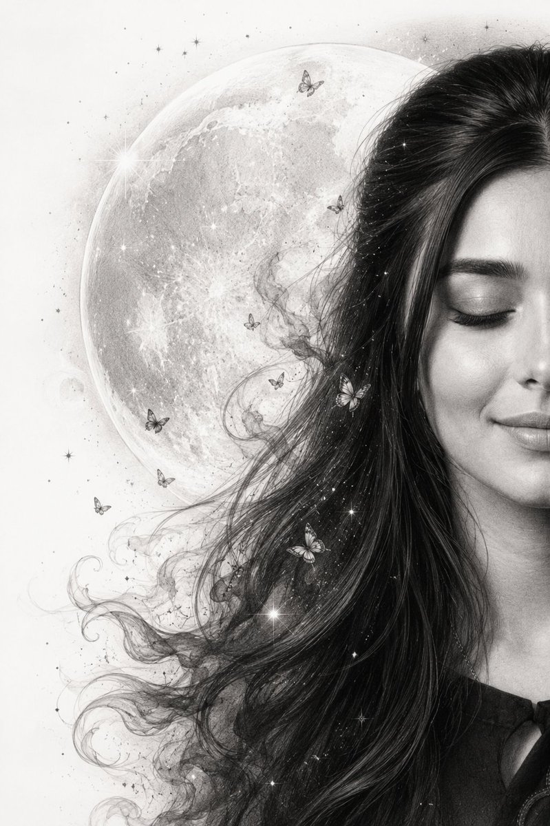 Moon Whisper Graphite Portrait — example output