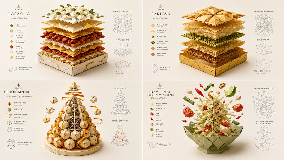 Origami Food Poster — example output