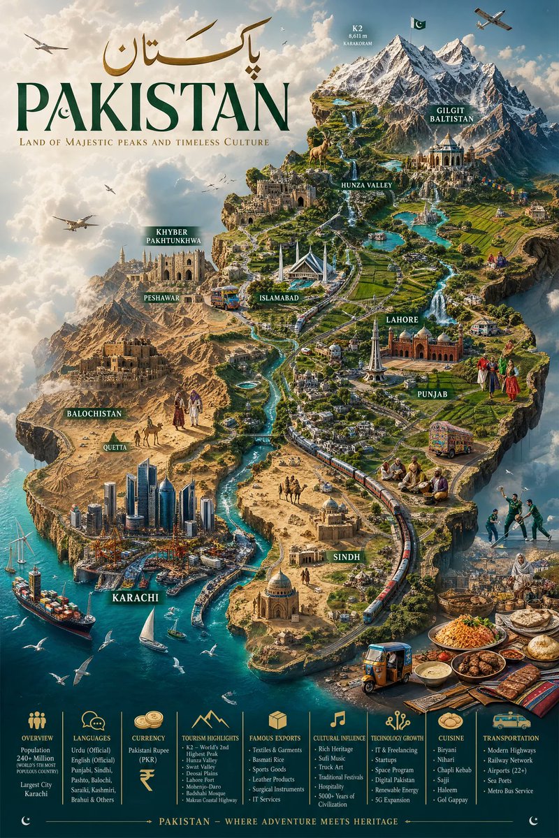 Pakistan Miniature World Map Poster — example output