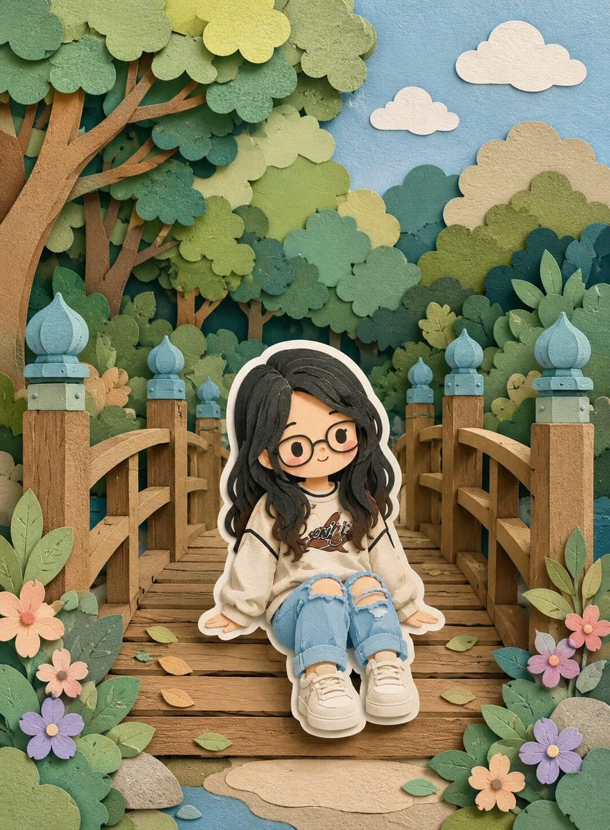 Papercut Chibi Diorama — example output