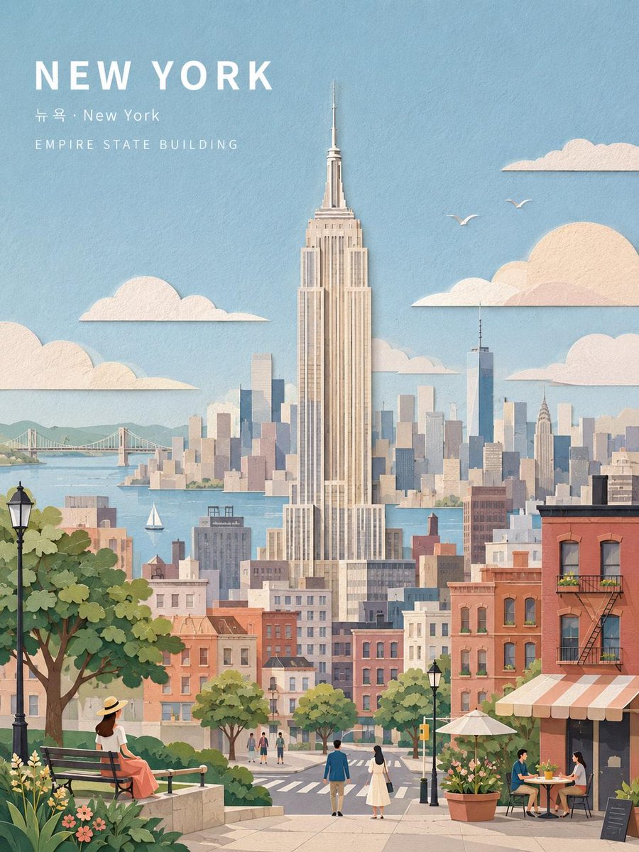 Pastel Paper-Collage Travel Poster — example output