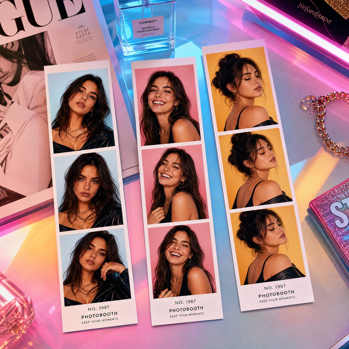 Pop-fashion Photobooth Strips — example output