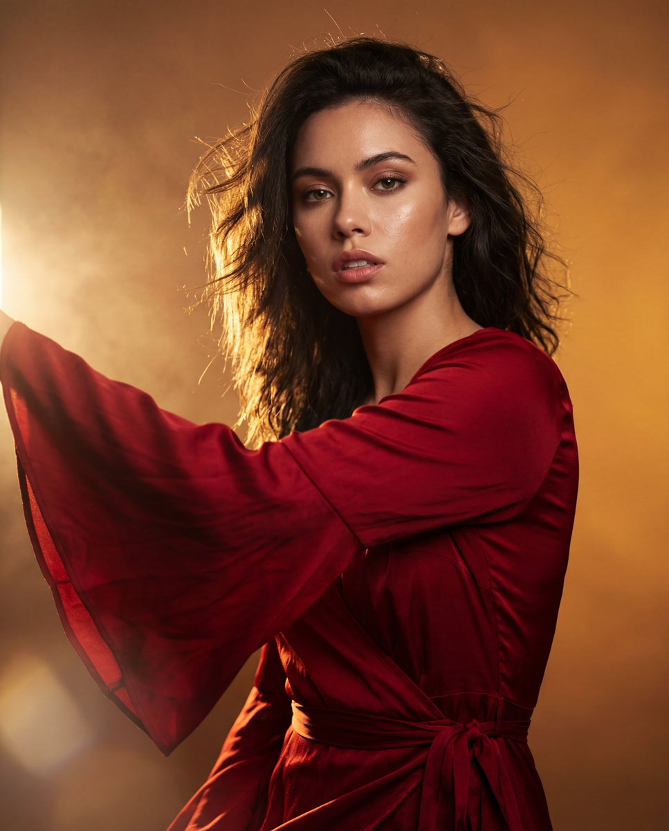 Red Dress Editorial Portrait — example output
