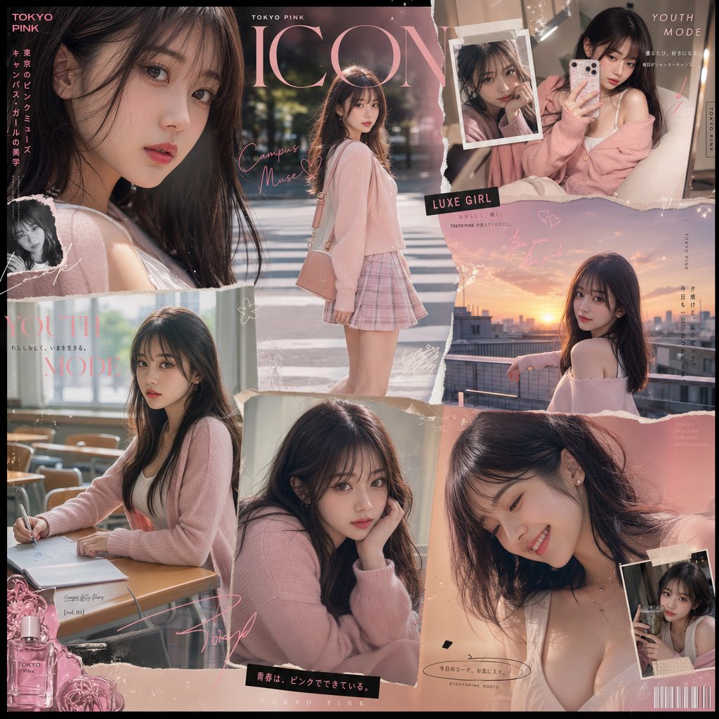 Tokyo Pink Fashion Collage — example output