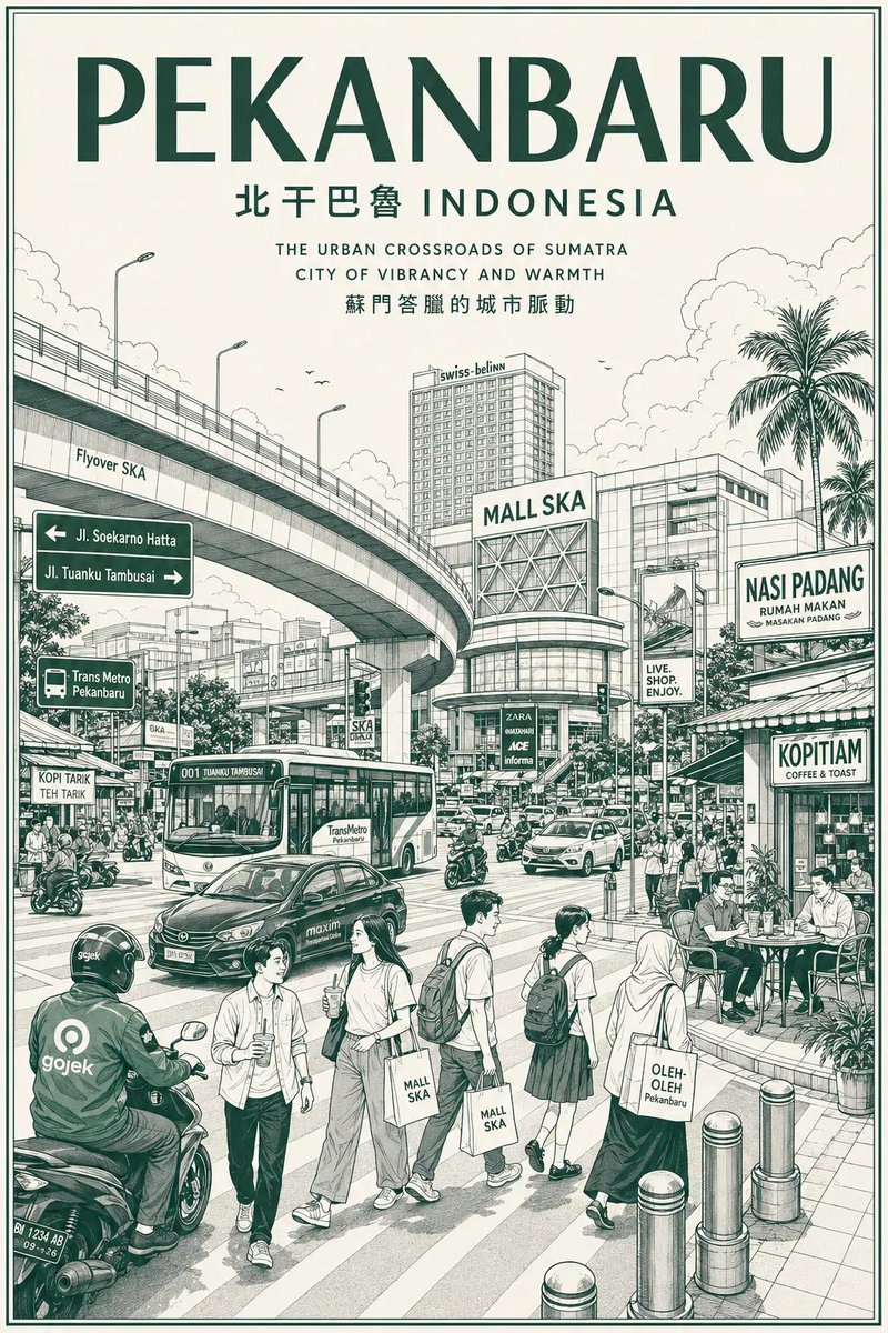 Vintage Monochrome City Travel Poster — example output