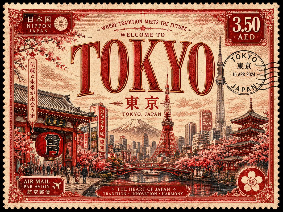 Vintage Travel Postage Stamp — example output