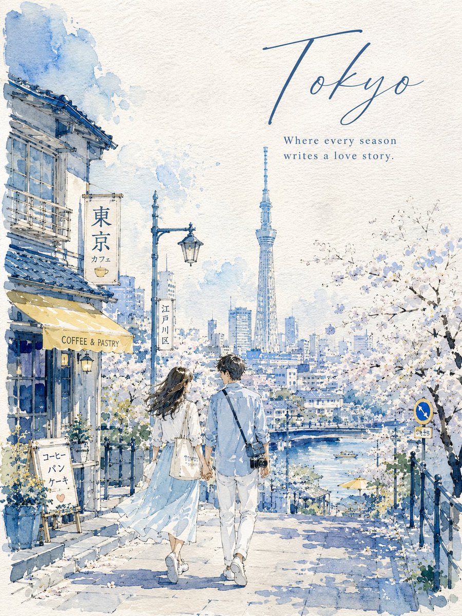 Watercolor Summer City Romance — example output