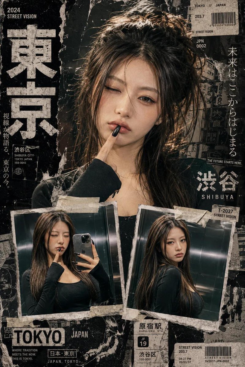 Y2K Japanese Street Collage Poster — example output
