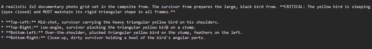 2x2 Catch and Cook Prompt (Screenshot) — example output