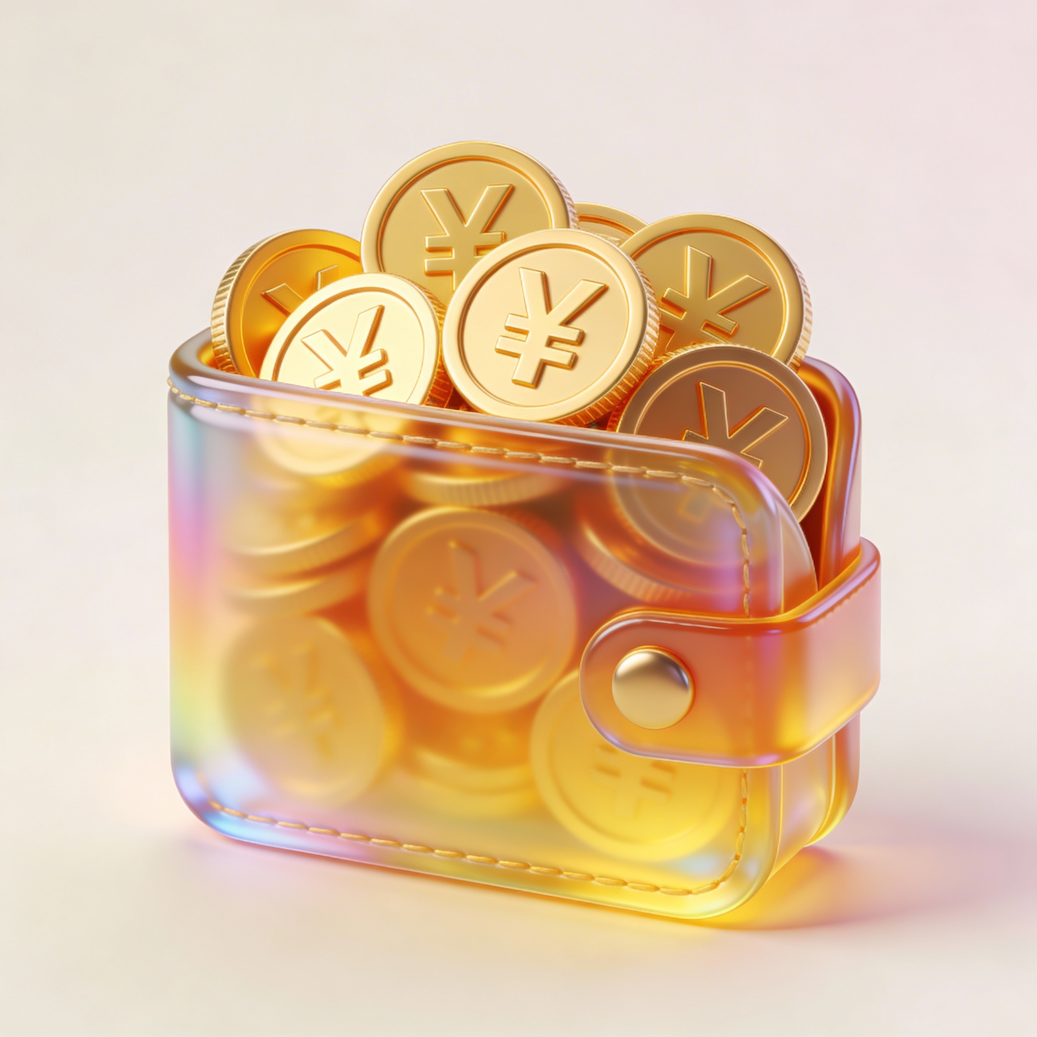 3D Glass Wallet and Coins Icon — example output
