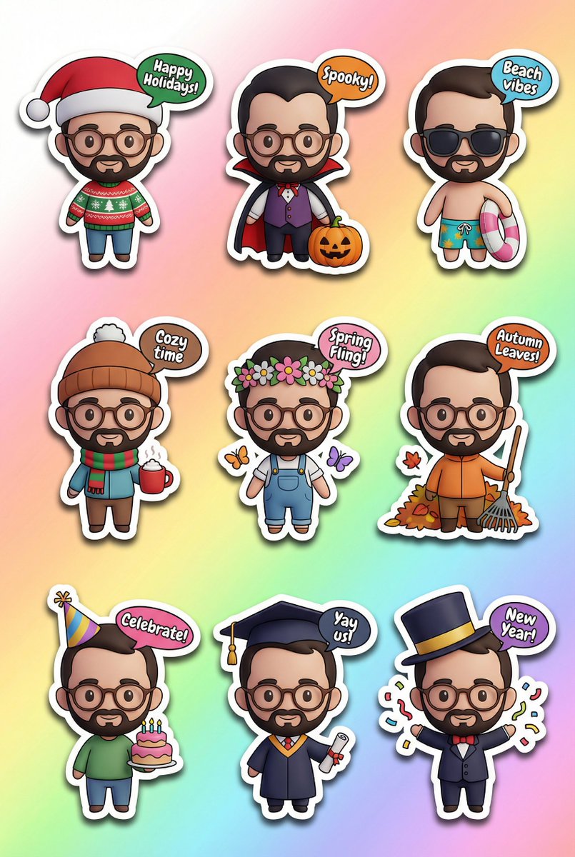 3D Kawaii Seasonal Sticker Sheet — example output