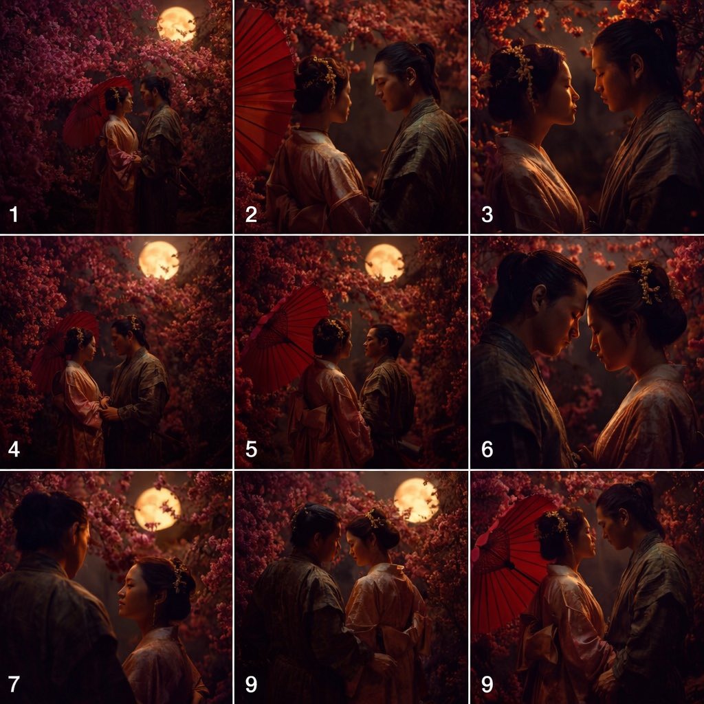 3x3 Grid Scene Generation with Numbering — example output