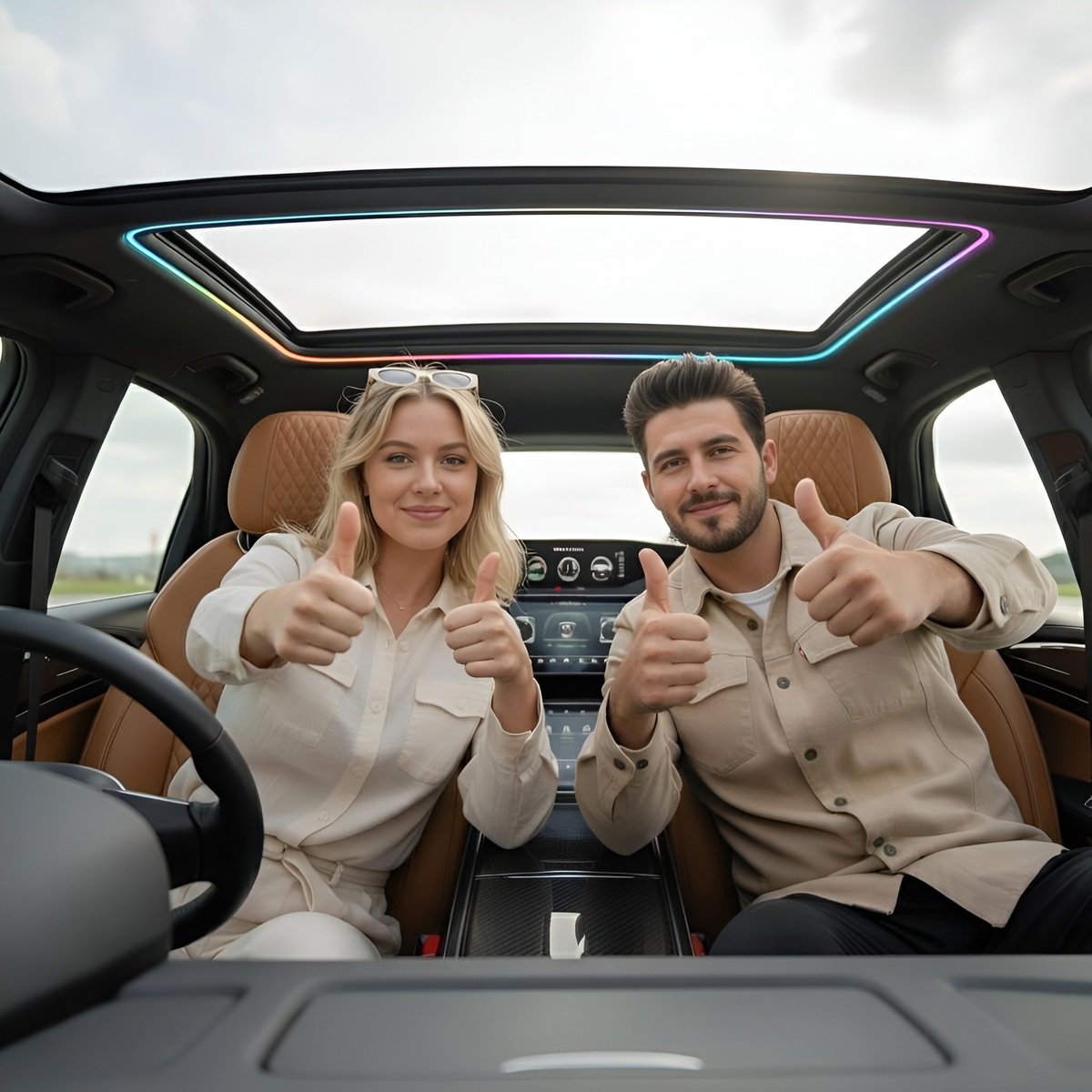 Ana de Armas Selfie in a Sports Car — example output