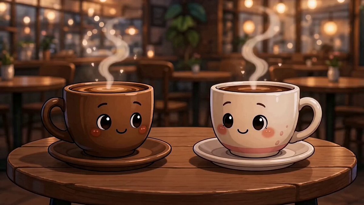 Animated Coffee Cup Romance — example output