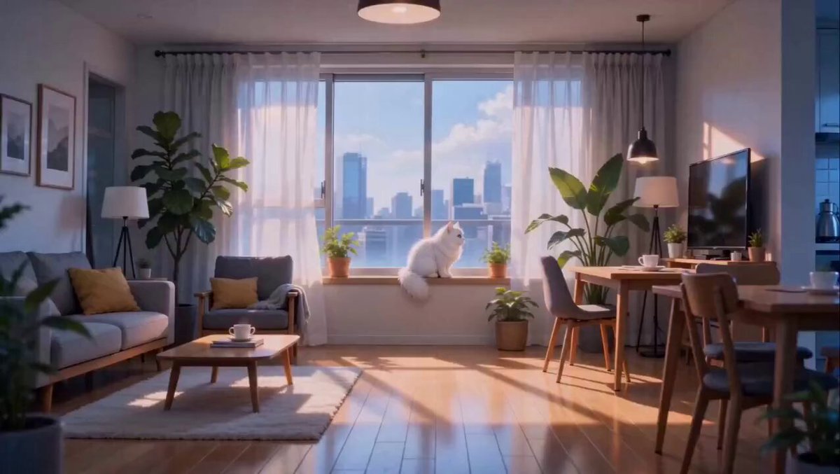 Anime White Cat Interaction — example output