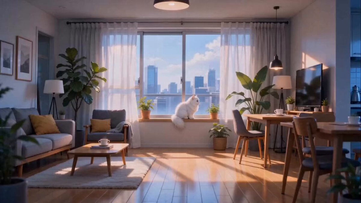 Anime Fluffy Cat Morning Routine — example output