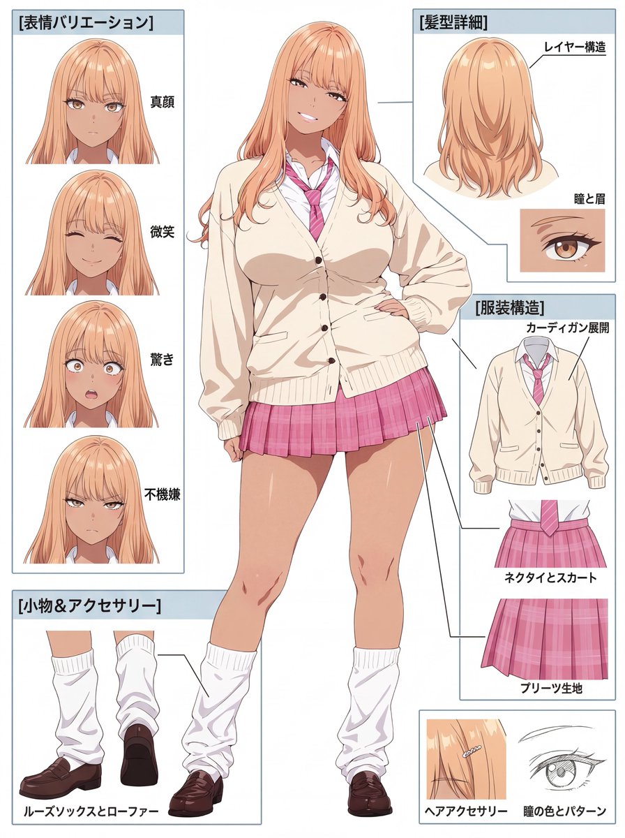 Anime Character Reference Sheet Prompt (Nano Banana 2) — example output
