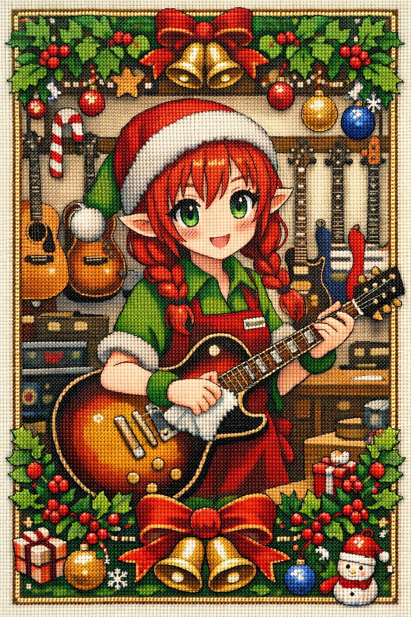 Anime Christmas Elf Cross-Stitch — example output