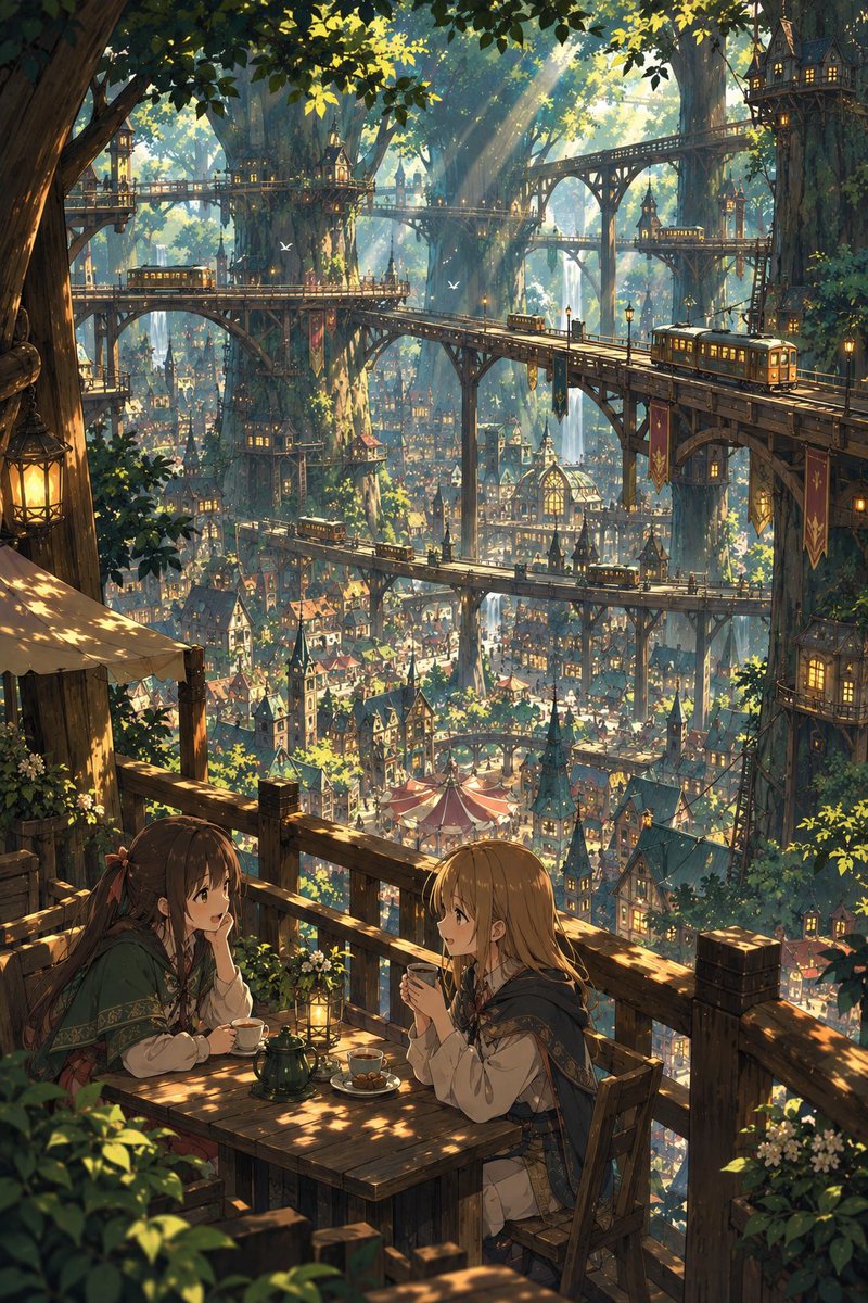 Anime Forest Tram City Café — example output