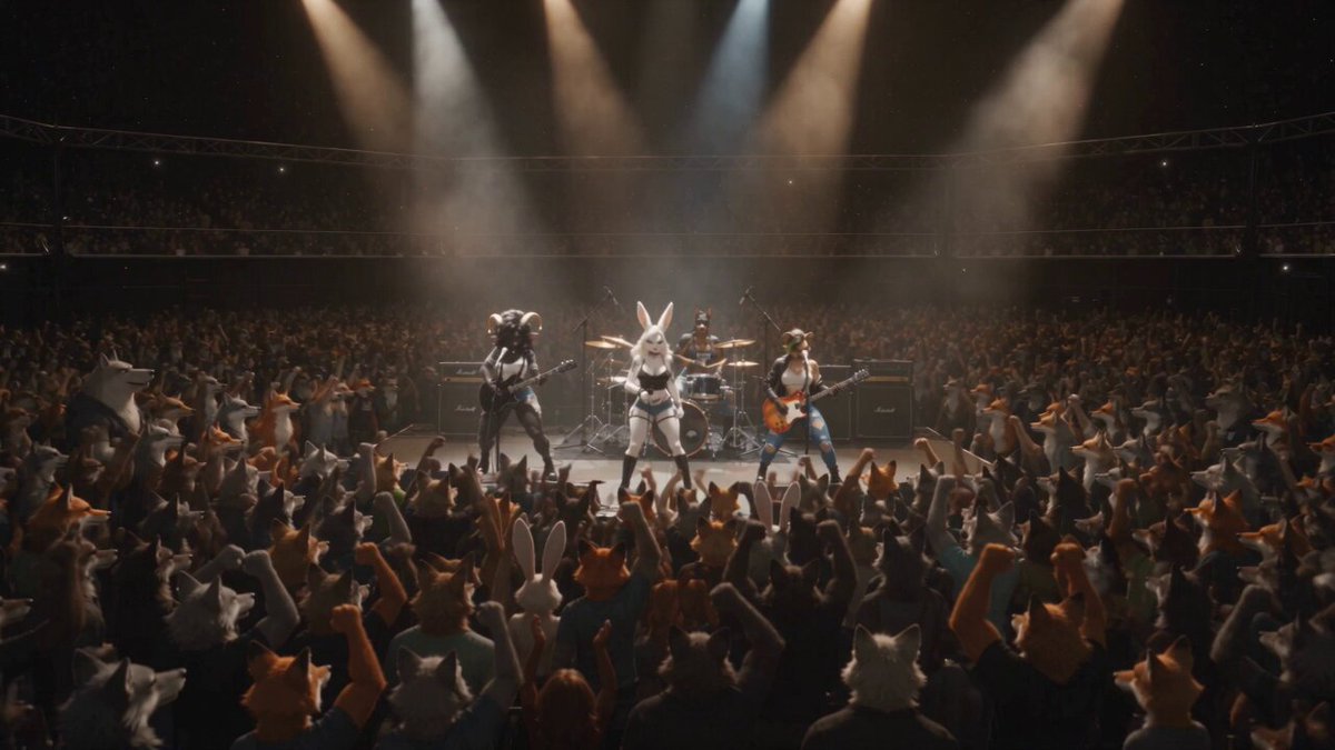 Anthropomorphic Rock Band Live Concert — example output