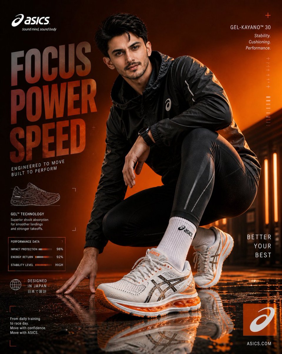 Premium ASICS Sportswear Advertisement — example output