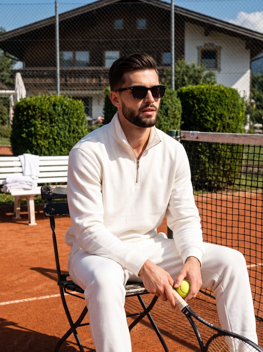Athletic Man Tennis Court Editorial — example output
