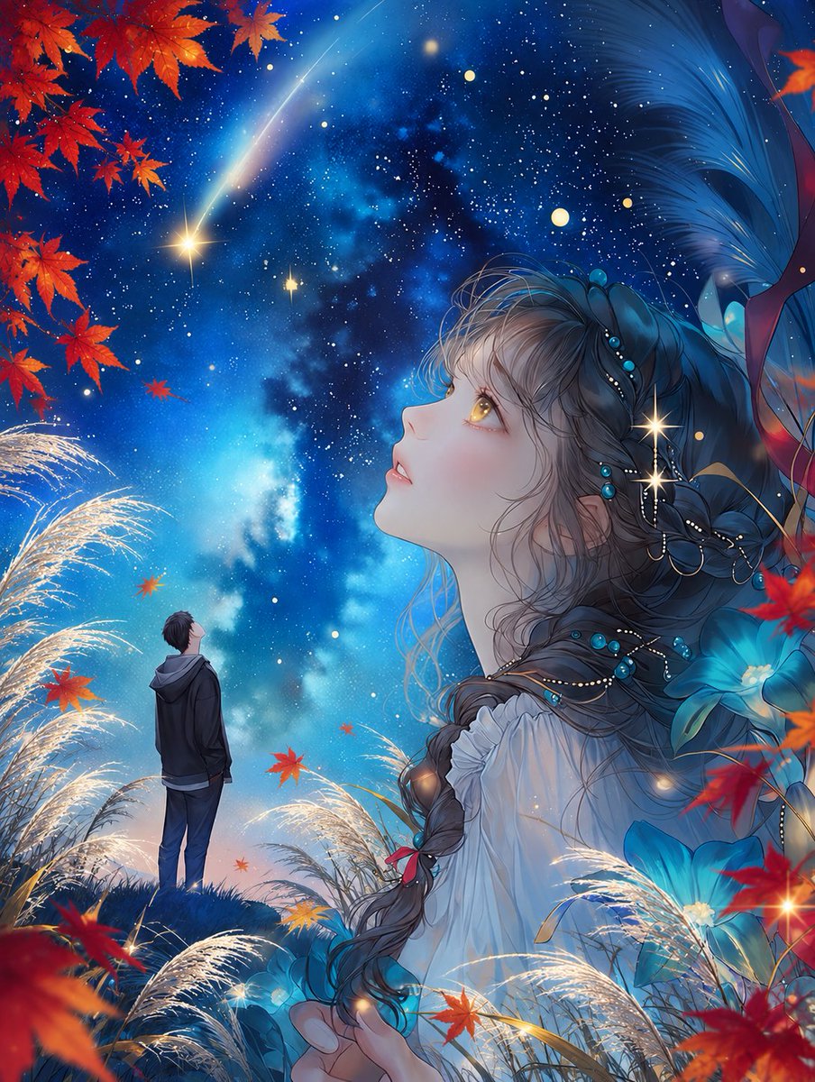 Autumn Night Sky Anime Fantasy — example output