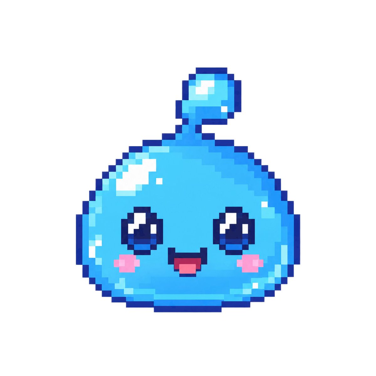 Cute Blue Water Slime Pixel Sprite — example output