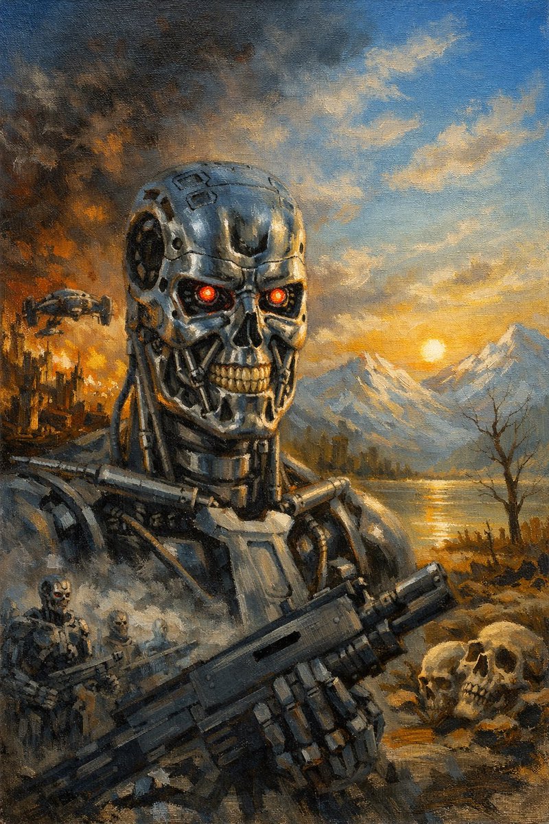 Bob Ross Style Painting of the Future — example output