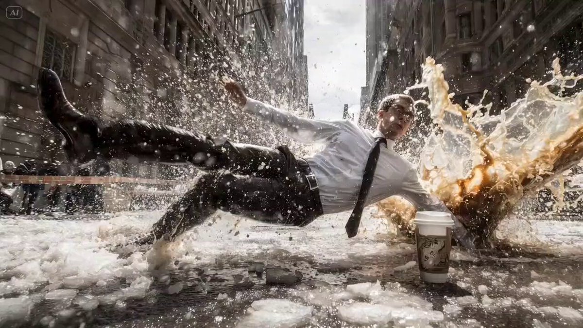 Bullet Time Falling Businessman — example output